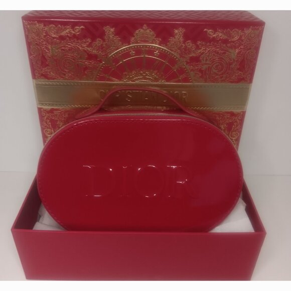 NIB DIOR RED PATENT VANITY CASE - Picture 1 of 14